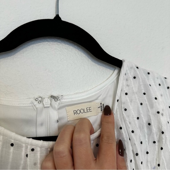 Roolee White Black Polka Dots Knee Length Dress Nursing Friendly Size L Women’s - Picture 11 of 16